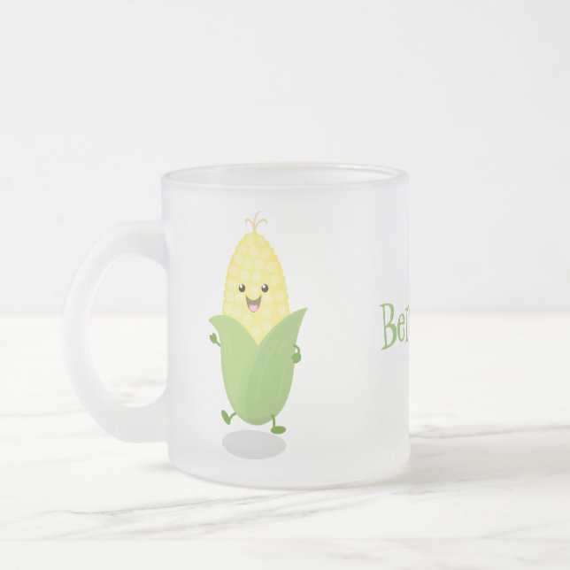 Tasse Givré Illustration d'une caricature de maïs joyeux (Gauche)