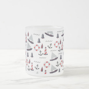 Tasse Givré Impression de motif micro nautique de style vintag