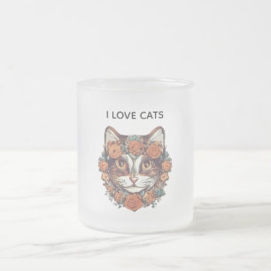 TASSE GIVRÉ J'AIME LES CHATS ART EXTRAORDINAIRE AMATEURS DE