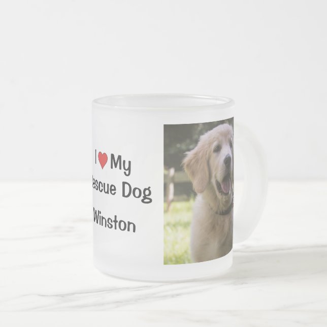 Tasse Givré J'aime mon chien Secouru | nom et photo (Devant droit)