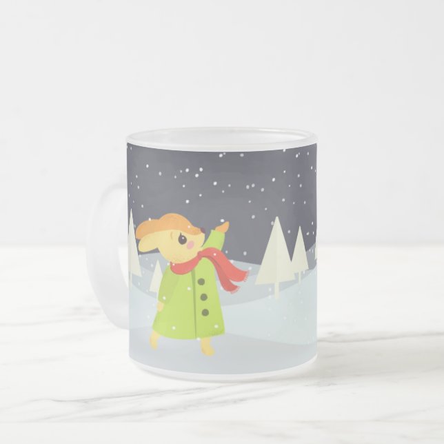 Tasse Givré Joli lapin de Noël et cerf mignonne (Devant gauche)