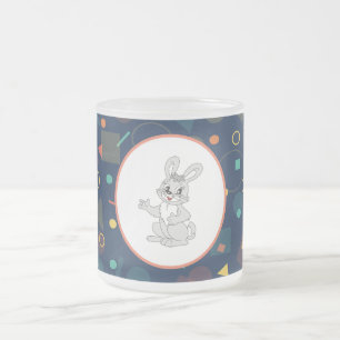 Tasse Givré Joli lapin sur fond marine géométrique