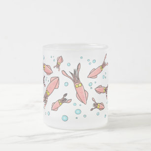 Tasse Givré Joli motif caricature de calmar rose