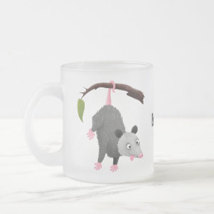 Tasse Givré Joli opossum accroché à la branche dessin animé