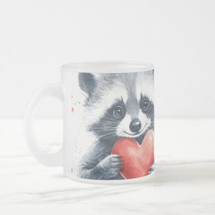 Tasse Givré joli raton laveur avec coeur pour la Saint-Valenti