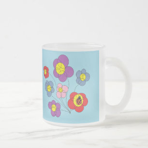 Tasse Givré Jolie coccinelle et fleurs bleues