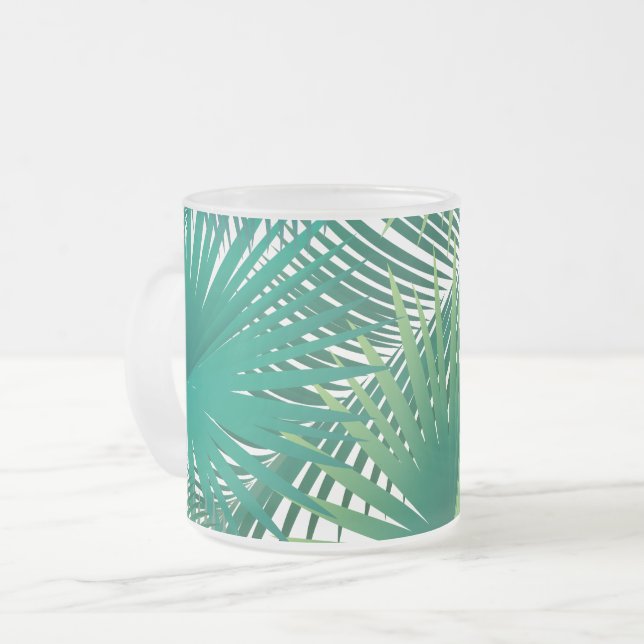 Tasse Givré Joyeux Jour Voyage Tropical palmier feuille Jungle (Devant gauche)