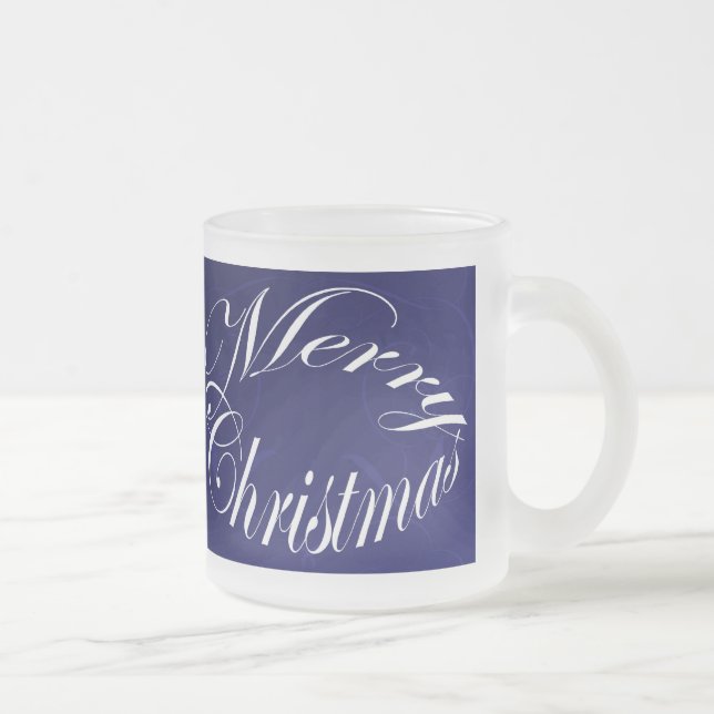 Tasse Givré Joyeux Noël bleu Jeu de verre de vacances (Droit)