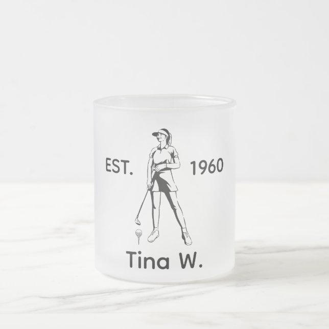 Tasse Givré Lady Golfer Nom et année personnalisés (Centre)