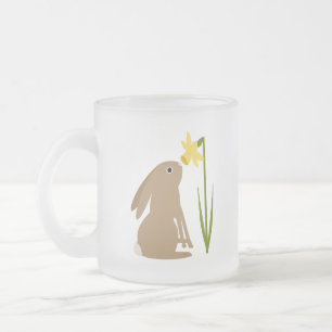 Tasse Givré Lapin de Pâques et fleur de jonquille