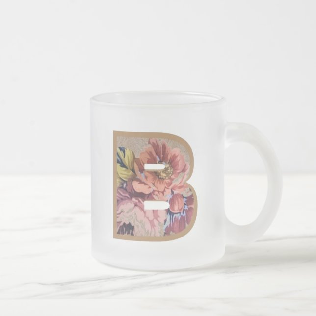 Tasse Givré LETTRE INITIALE Florale Rustique B MONogramme (Droit)