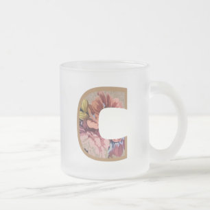 Tasse Givré LETTRE INITIALE Florale Rustique C Monogramme