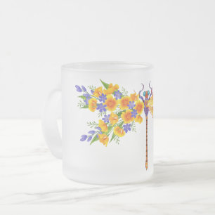Tasse Givré libellule de fleurs jaunes