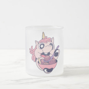 Tasse Givré Licorne Potelée Heureuse de Tout-Petit Mangeant de