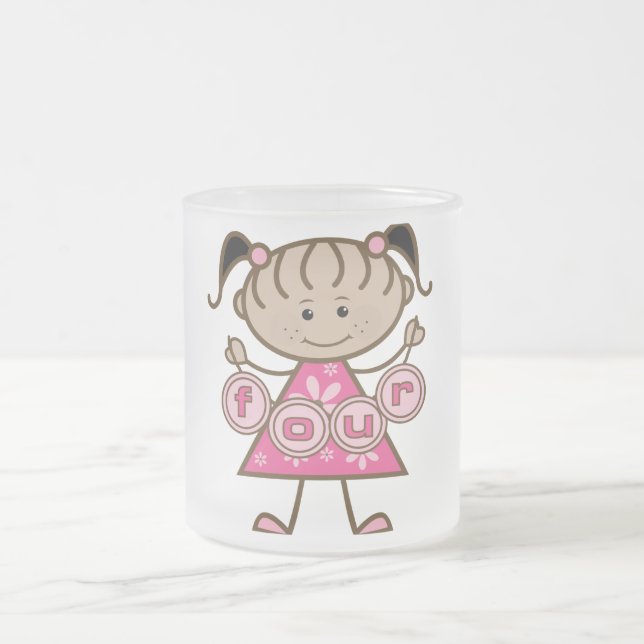 Tasse Givré Little Girl 4th Birthday Tshirts et cadeaux (Centre)