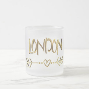 Tasse Givré Londres Royaume-Uni Love Gold Typographie Texte él