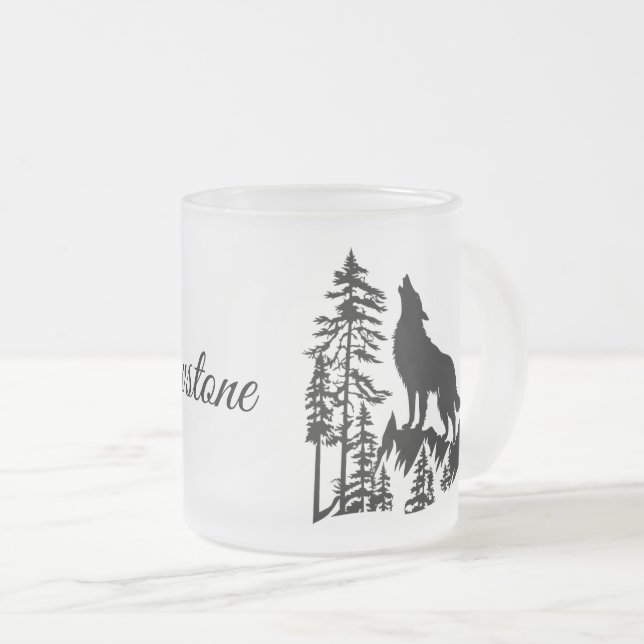 Tasse Givré Loup de Tige-Yellowstone en verre dépoli (Devant droit)