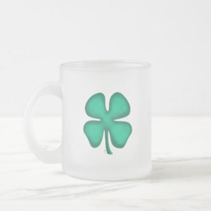 Tasse Givré Lucky 4 Leaf Irish Clover muqueuse en verre dépol