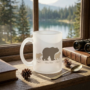 Tasse Givré Maman Ours Personnalisée Avec 2 Noms D'Enfants Cad