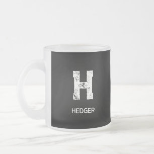 TASSE GIVRÉ MINIMALISTE BLANC MONOGRAMME À UNE LETTRE NOM NOIR