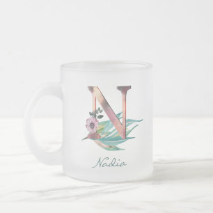 Tasse Givré Monogramme personnalisé en forme de lettre N avec