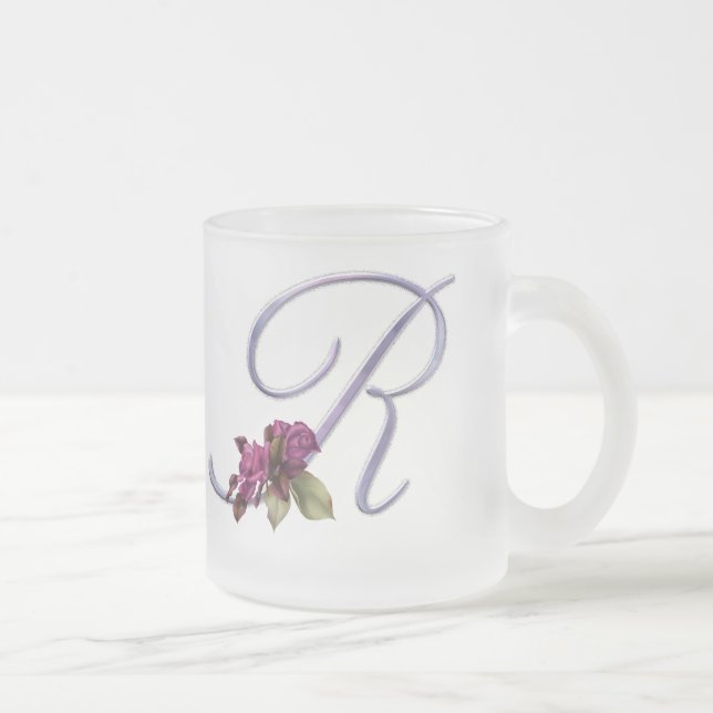 Tasse Givré Monogramme rose R de roses (Droit)