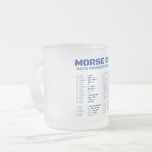 Tasse Givré Morse Code et Alphabet phonétique OTAN (Devant gauche)