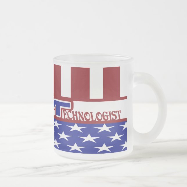 TASSE GIVRÉ MOT PATRIOTIQUE (TECHNOLOGUE MÉDICALE) DRAPEAU USA (Droit)