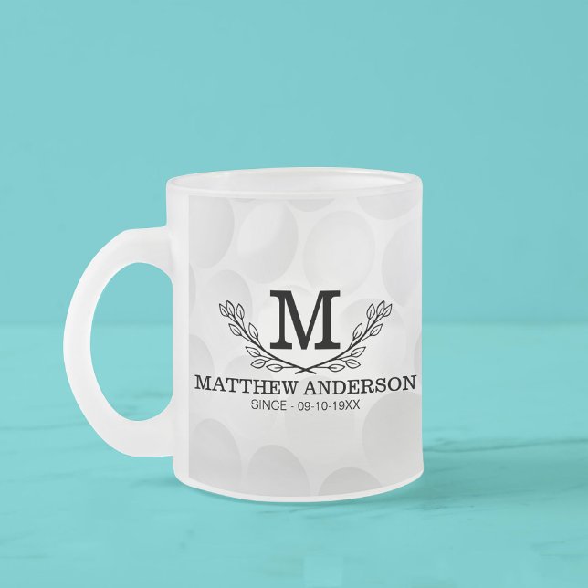 Tasse Givré Motif de balle de golf personnalisé Nom Monogramme (Créateur téléchargé)