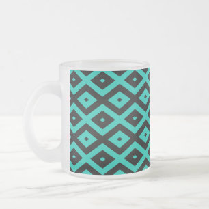 Tasse Givré Motif en diamant noir et turquoise