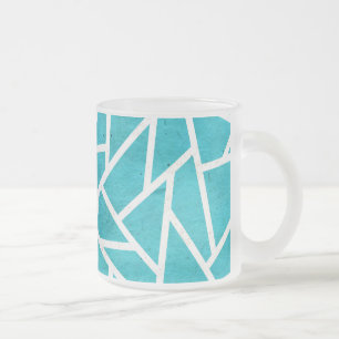Tasse Givré Motif en mosaïque bleu-vert et blanc