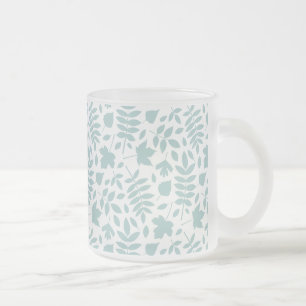 Tasse Givré Motif Feuille perdu Turquoise sur blanc