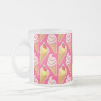 Motif rose Kawaii avec crème glacée aux fraises