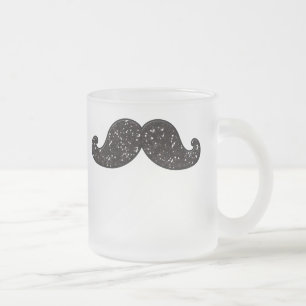 TASSE GIVRÉ MOUSTACHE DE PARTIES SCINTILLANTES DE NOIR