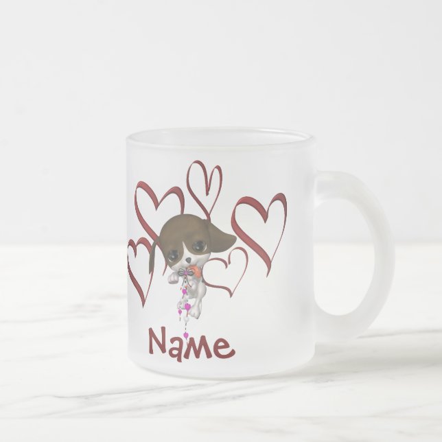 Tasse Givré Nom Du Chiot Et Du Coeur (Droit)