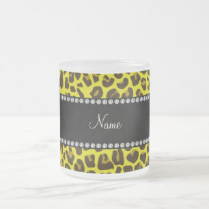 Tasse Givré Nom personnalisé jaune léopard motif