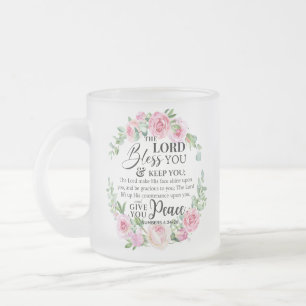 Tasse Givré Numéros 6:24-26 Le Seigneur vous bénisse Rose de l