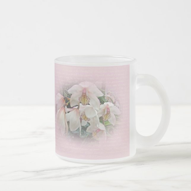 Tasse Givré Orchidées crèmes et roses sur rose (Droit)