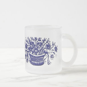 Tasse Givré Panier à fleurs Vintage bleu et blanc