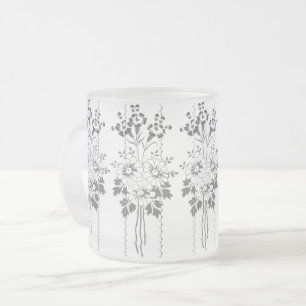 Tasse Givré Papier peint baroque Bouquet de fleurs gris