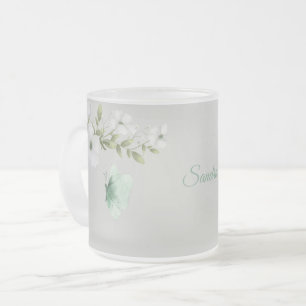 Tasse Givré Papillons et fleurs d'aquarelle personnalisés