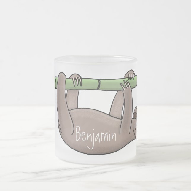 Tasse Givré Paresse souriante mignon sur dessin animé en bambo (Centre)