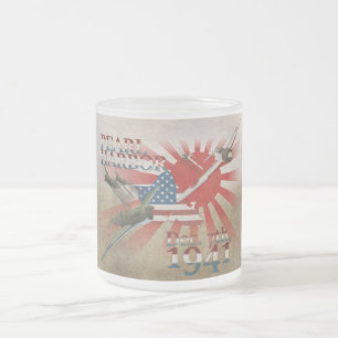 Tasse Givré Pearl Habor 7 décembre 1941 Café en verre dépoli