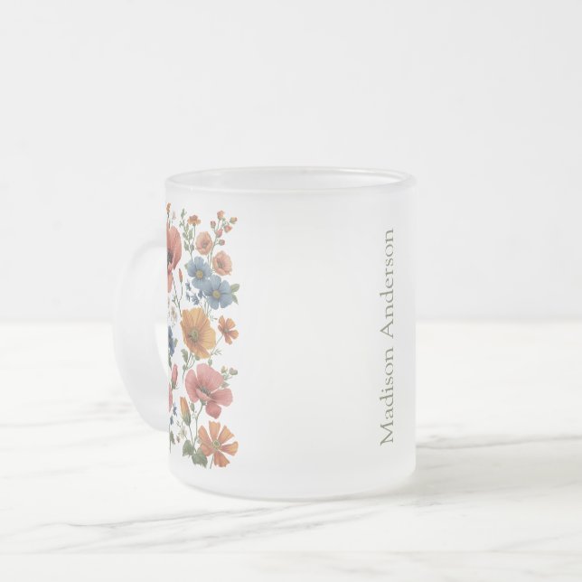 Tasse Givré Personalizada Vintage Botanical Poppies (Devant gauche)