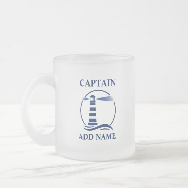 Tasse Givré Phare nautique avec nom de capitaine ou de bateau (Gauche)
