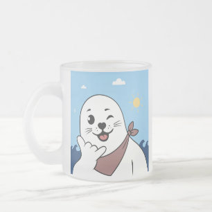 Tasse Givré Phoque clignant d'œil portant un bandana faisant l