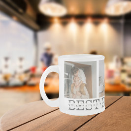 Tasse Givré Photo Collage moderne & Gris Meilleur Papa Jamais 