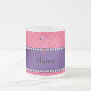 Tasse Givré Pois rose nommé personnalisé de rose de flamant