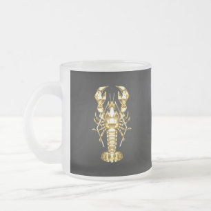 Tasse Givré Poisson à langouste polygonale dorée sur noir