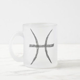 Tasse Givré Poissons. Signe d'astrologie de zodiaque. Noir